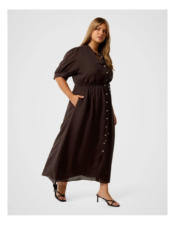 Samara Short Sleeves Midi Dress in Chocolate image 3