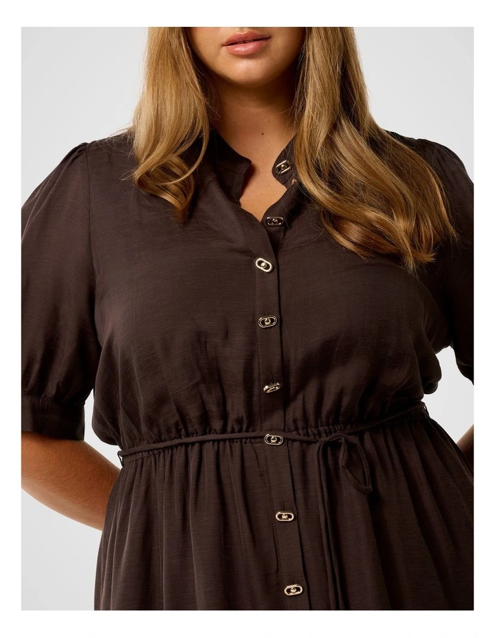 Samara Short Sleeves Midi Dress in Chocolate image 4