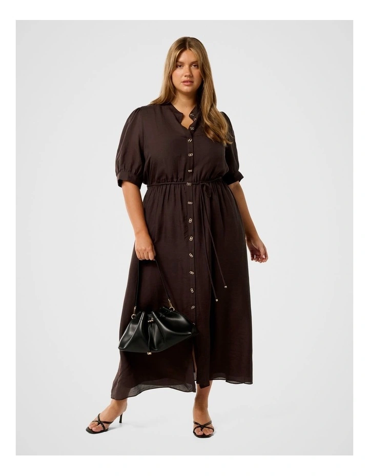 Samara Short Sleeves Midi Dress in Chocolate image 5