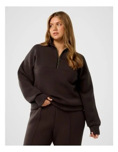 Lya Lounge Satin Trim Jumper in Brown