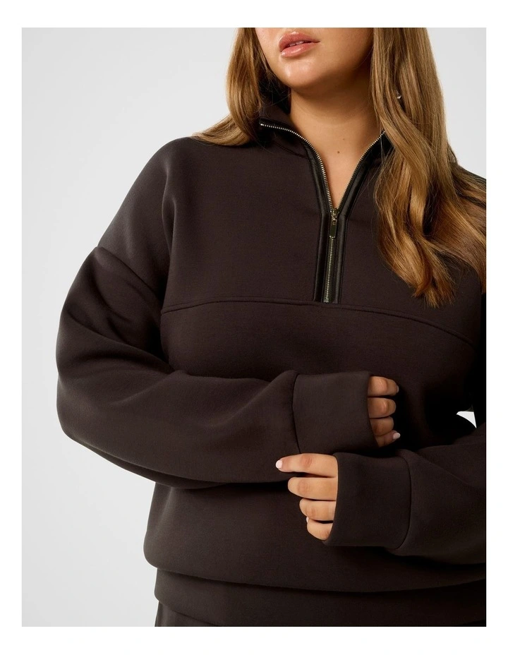 Lya Lounge Satin Trim Jumper in Brown image 4