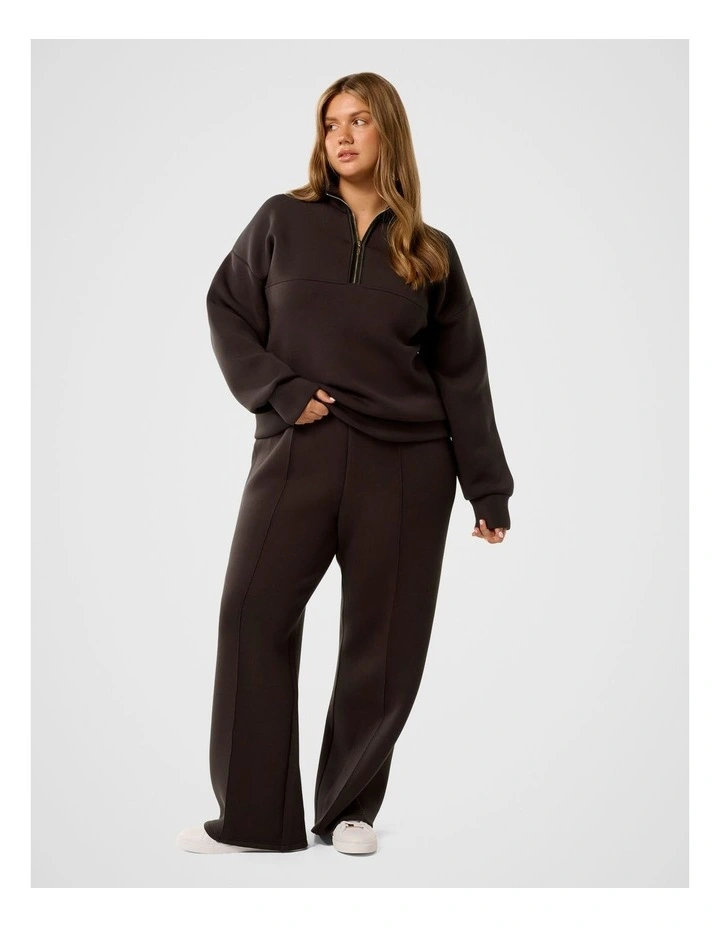 Lya Lounge Satin Trim Jumper in Brown image 5