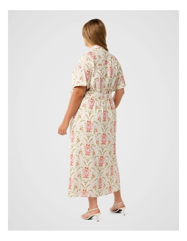 Willow Short Sleeves Linen Midi Dress in Multi image 2