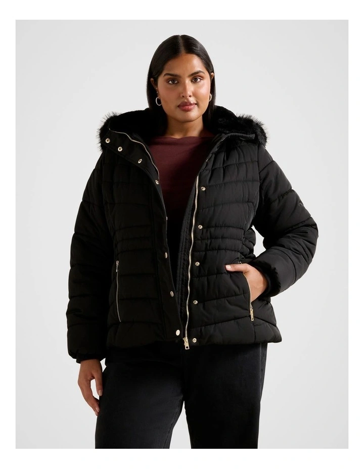 Gina Short Puffer Jacket in Black image 1