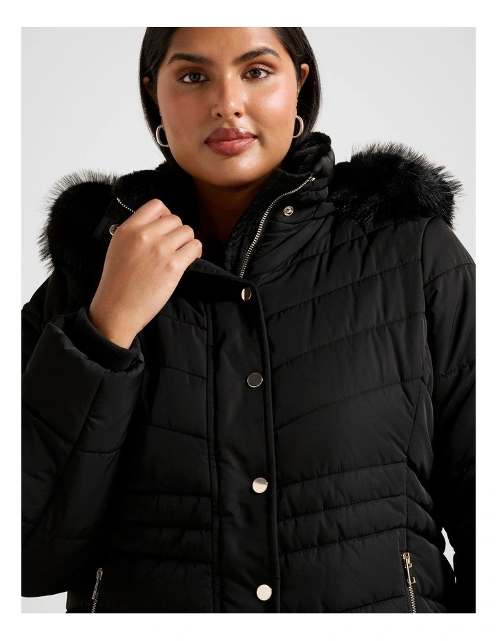 Gina Short Puffer Jacket in Black image 4
