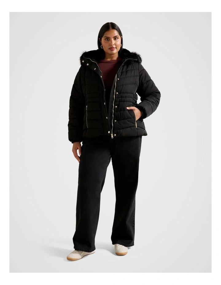 Gina Short Puffer Jacket in Black image 5