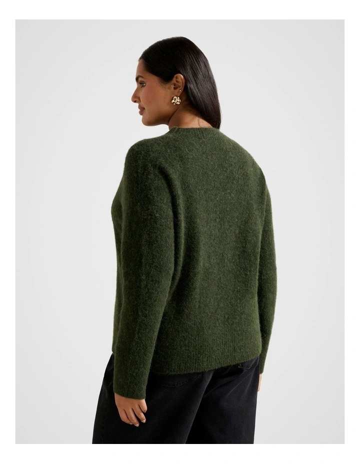 Anela Stand Neck Jumper in Green image 2