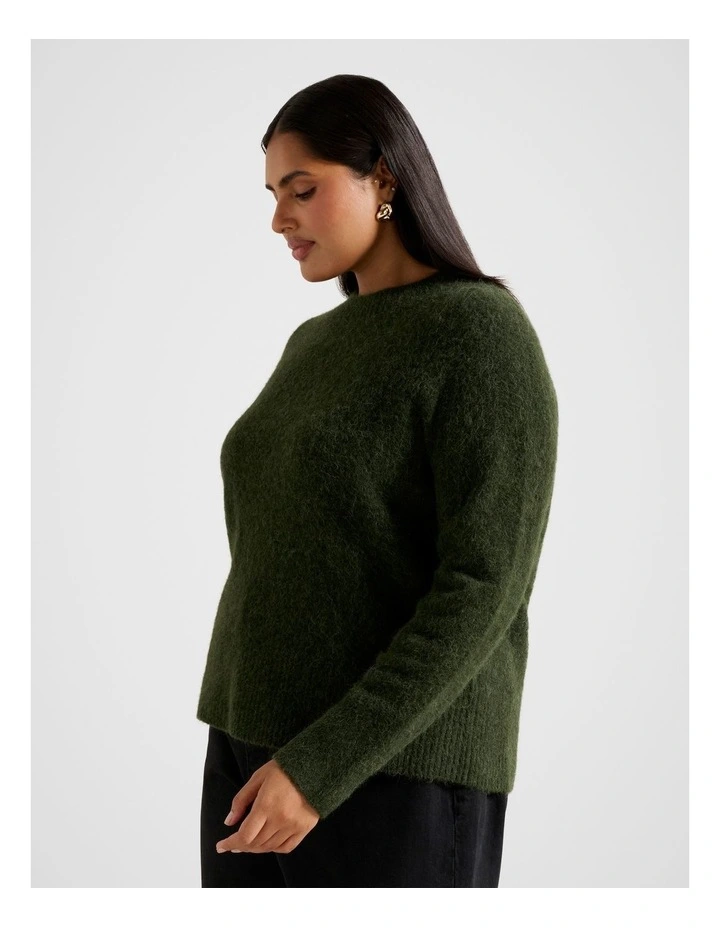 Anela Stand Neck Jumper in Green image 3