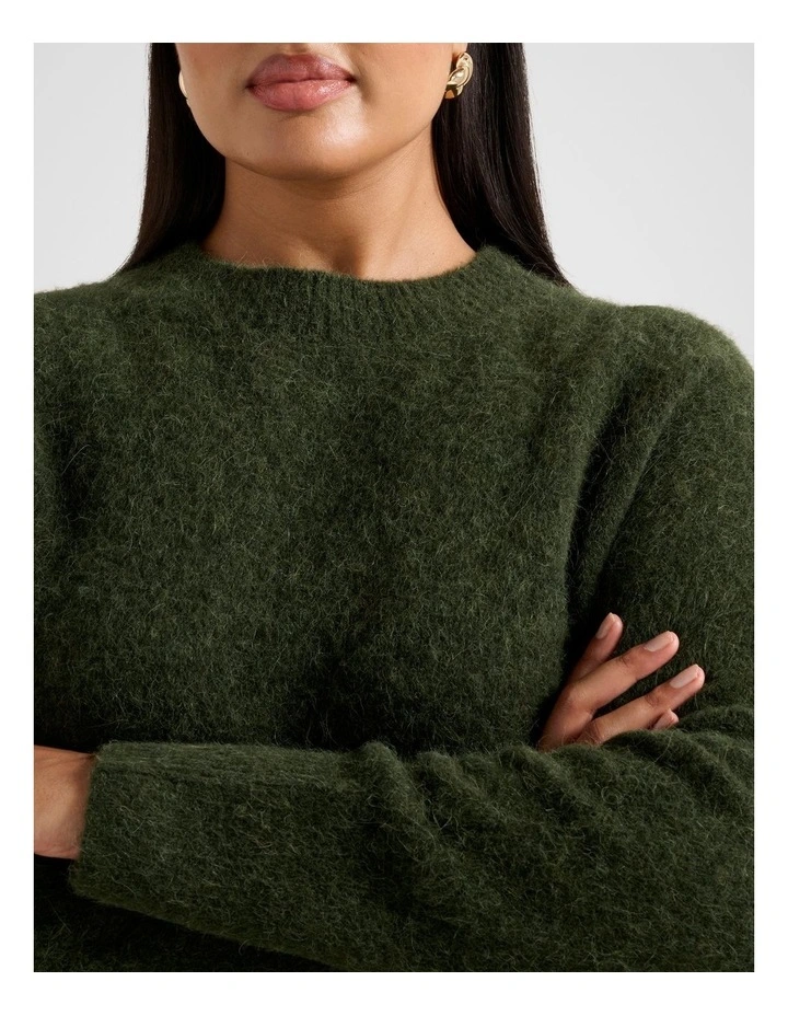 Anela Stand Neck Jumper in Green image 4