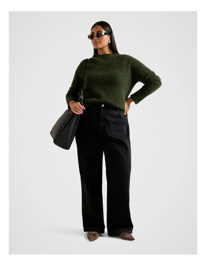 Anela Stand Neck Jumper in Green image 5