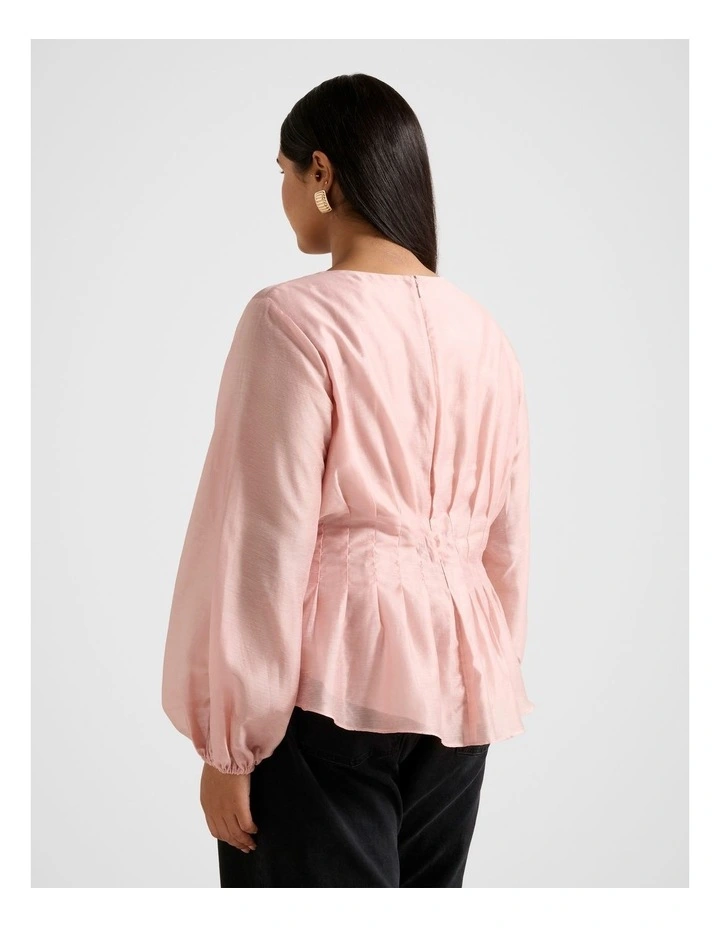 ❤️美品❤️ pois gather2way blouse【pink】 See-through blouse - Light Pink | Guts & Gusto