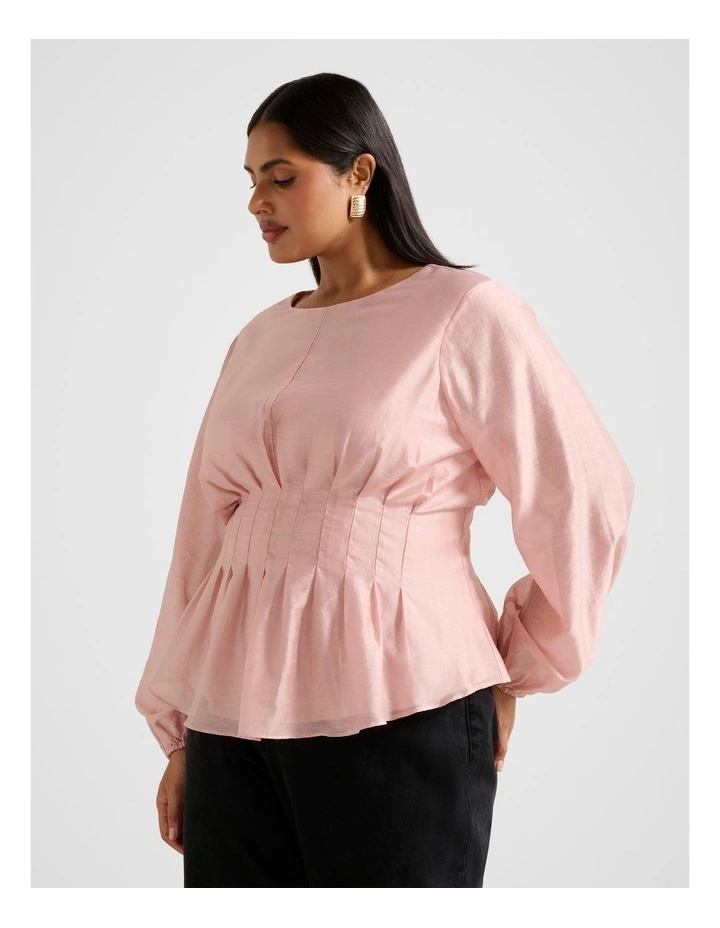 Forever New Curve Bridget Tucked Blouse in Pink | MYER