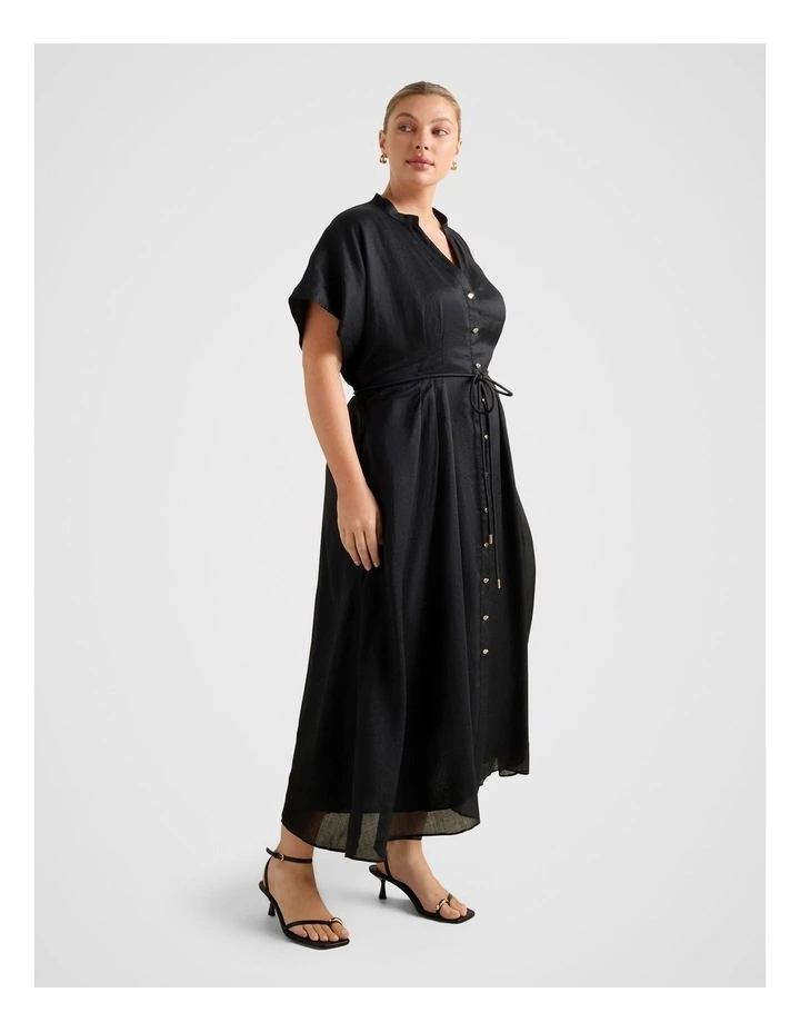 Jemma Shirt Midi Dress in Black image 3