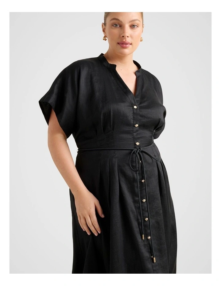 Jemma Shirt Midi Dress in Black image 4