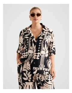 Anika Satin Button Shirt in Black