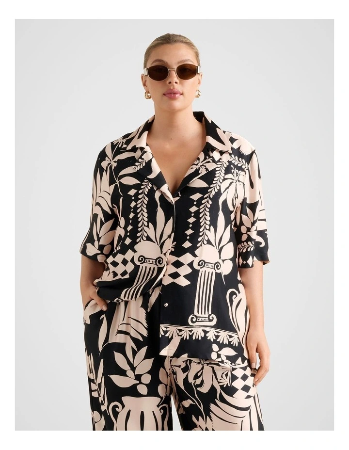 Anika Satin Button Shirt in Black image 1