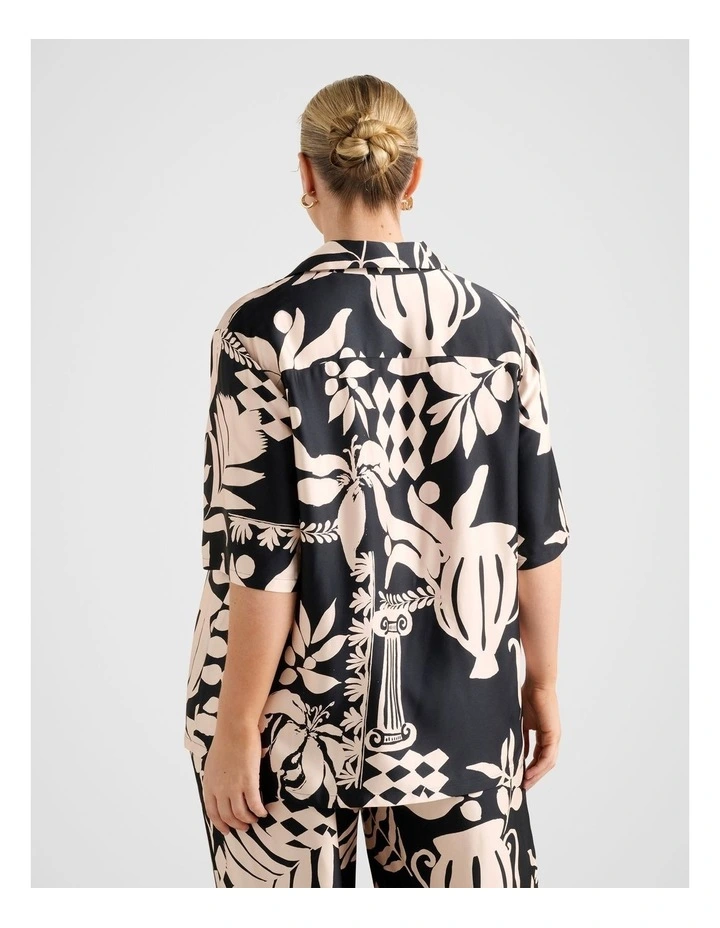 Anika Satin Button Shirt in Black image 2