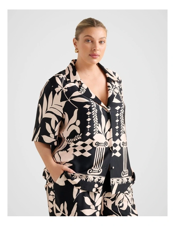 Anika Satin Button Shirt in Black image 3