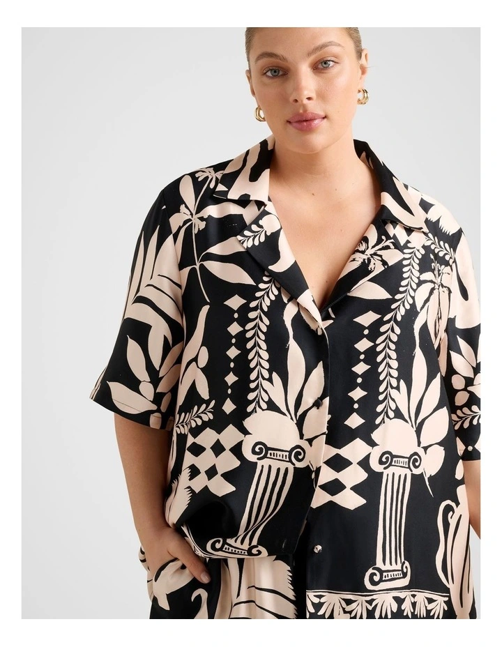 Anika Satin Button Shirt in Black image 4