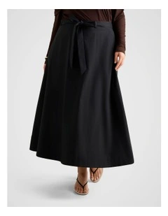 Madeleine Belted Midi Skirt in Black