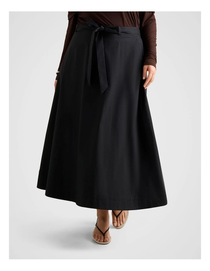 Madeleine Belted Midi Skirt in Black image 1