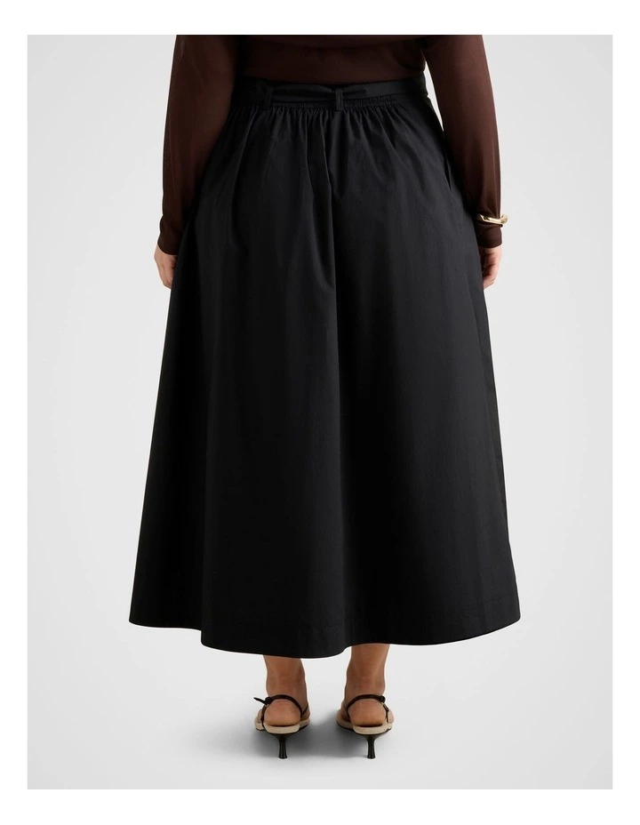 Madeleine Belted Midi Skirt in Black image 2
