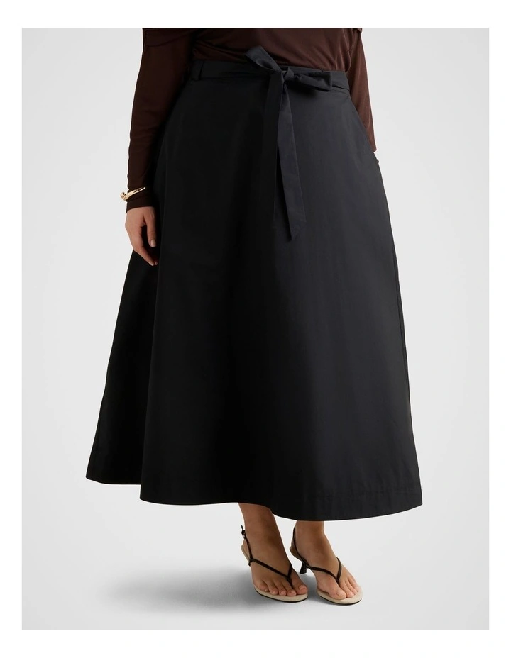 Madeleine Belted Midi Skirt in Black image 3