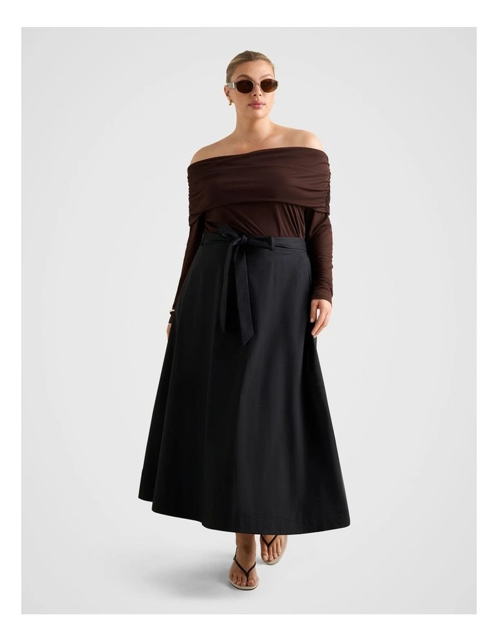 Madeleine Belted Midi Skirt in Black image 5