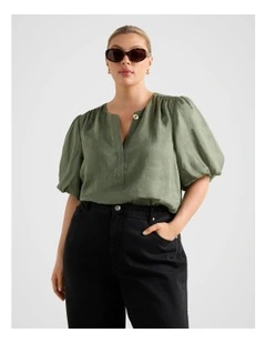 Gianna Puff Sleeves Blouse in Green