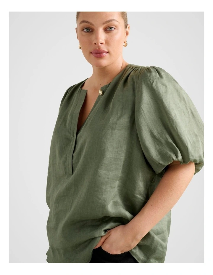 Gianna Puff Sleeves Blouse in Green image 4