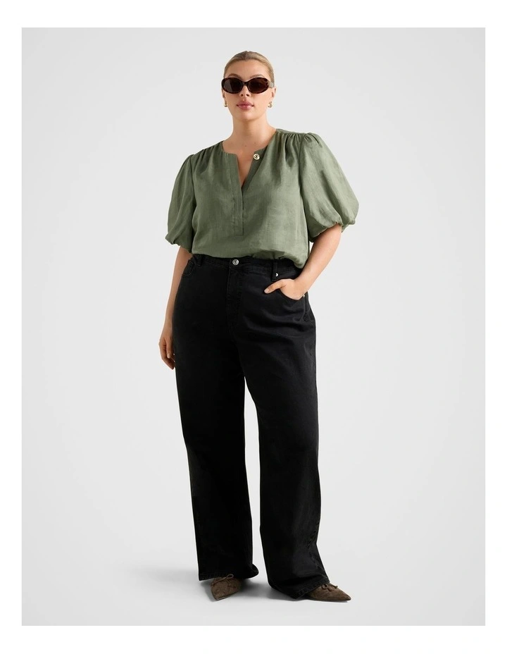 Gianna Puff Sleeves Blouse in Green image 5