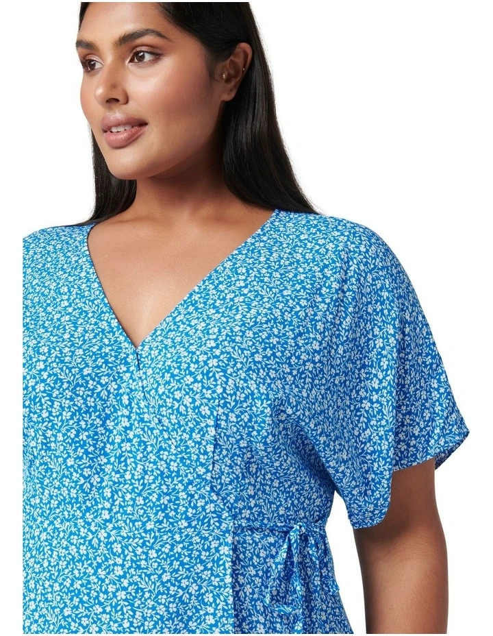 Marina Curve Kimono Sleeve Wrap Top Apollo Blue Ditsy image 2