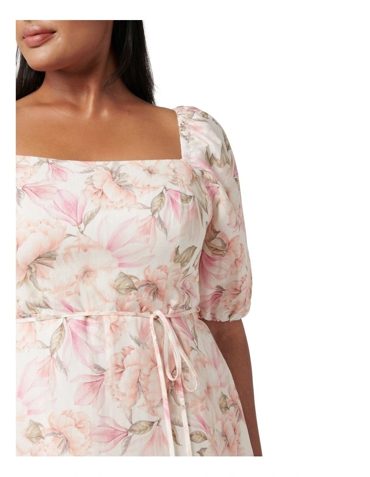 Melissa Curve Puff Sleeve Mini Dress Faded Peach Floral image 2