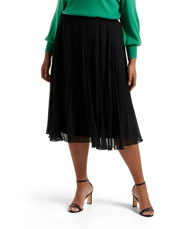 Harper Pleated Midi Skirt in Black image 1