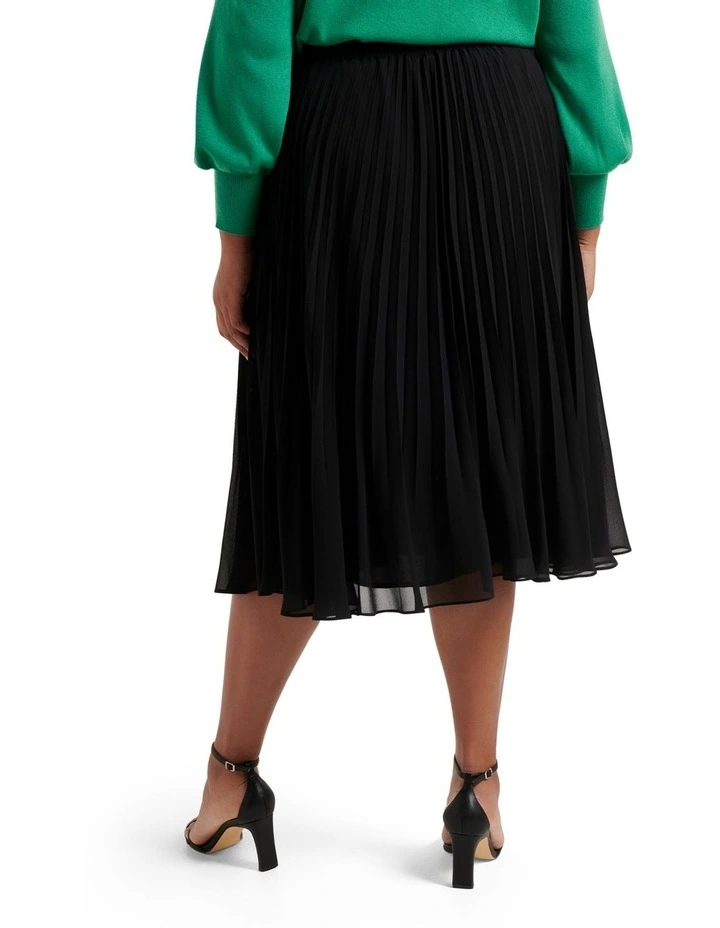 Harper Pleated Midi Skirt in Black image 2