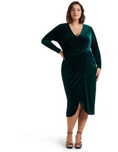 Antionette Wrap Midi Dress Dark Green