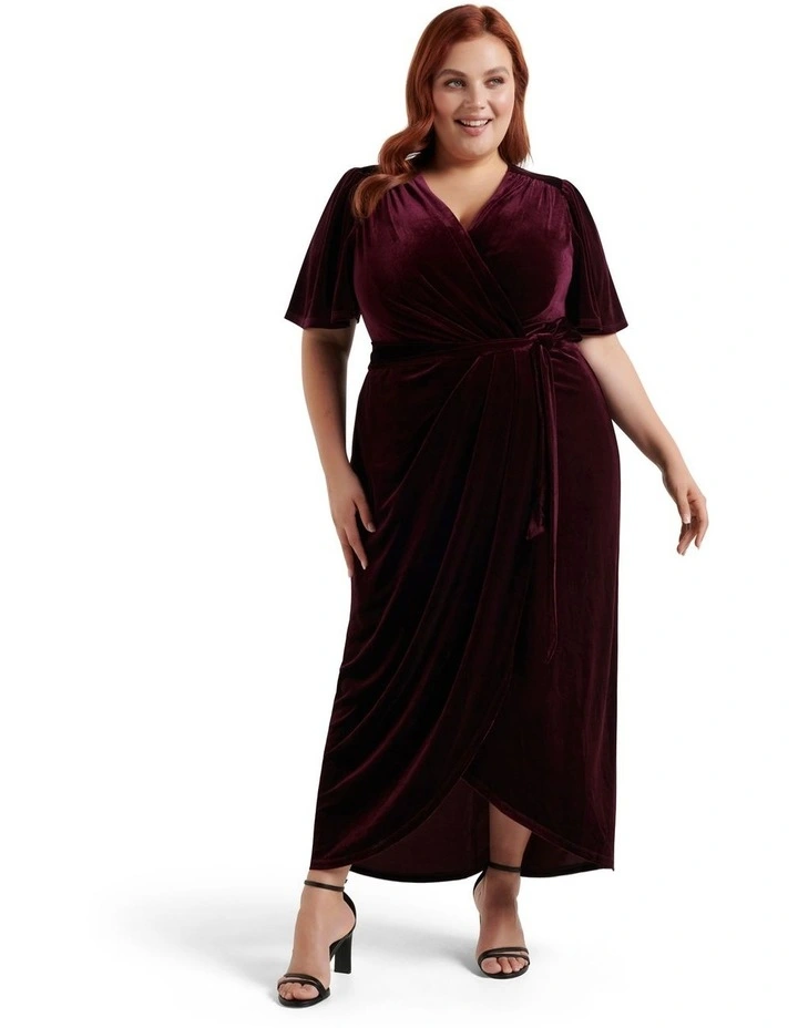 Liza Curve Velvet Midi Dress in Purple image 1