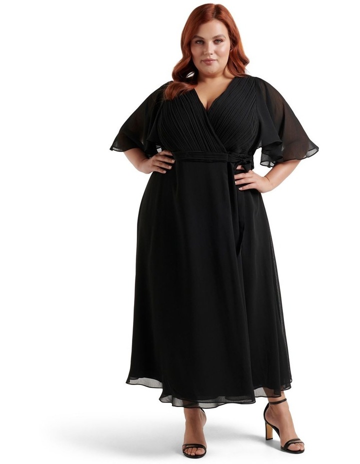 Sophia Flutter Sleeve Dress in Black