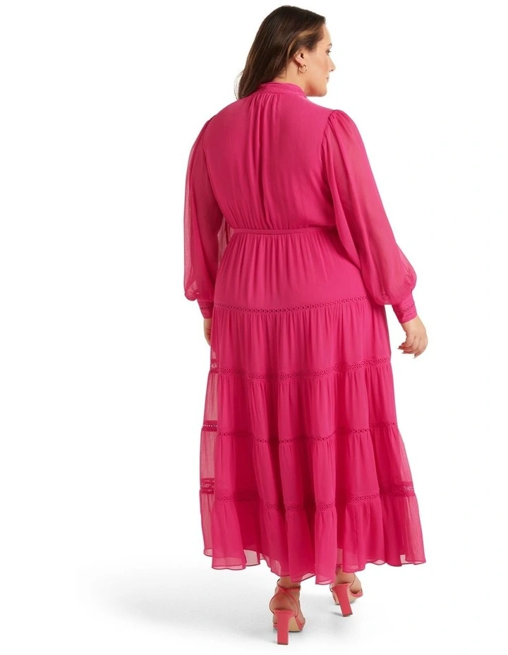 Juliette Trim Detail Midi Dress In Hot Pink image 2