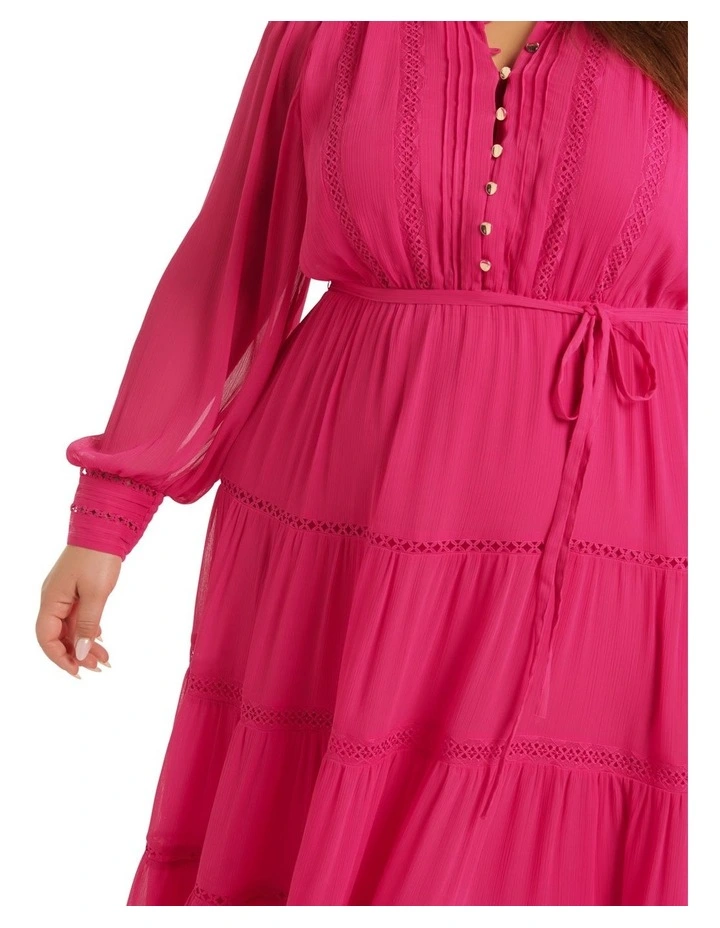 Juliette Trim Detail Midi Dress In Hot Pink image 4