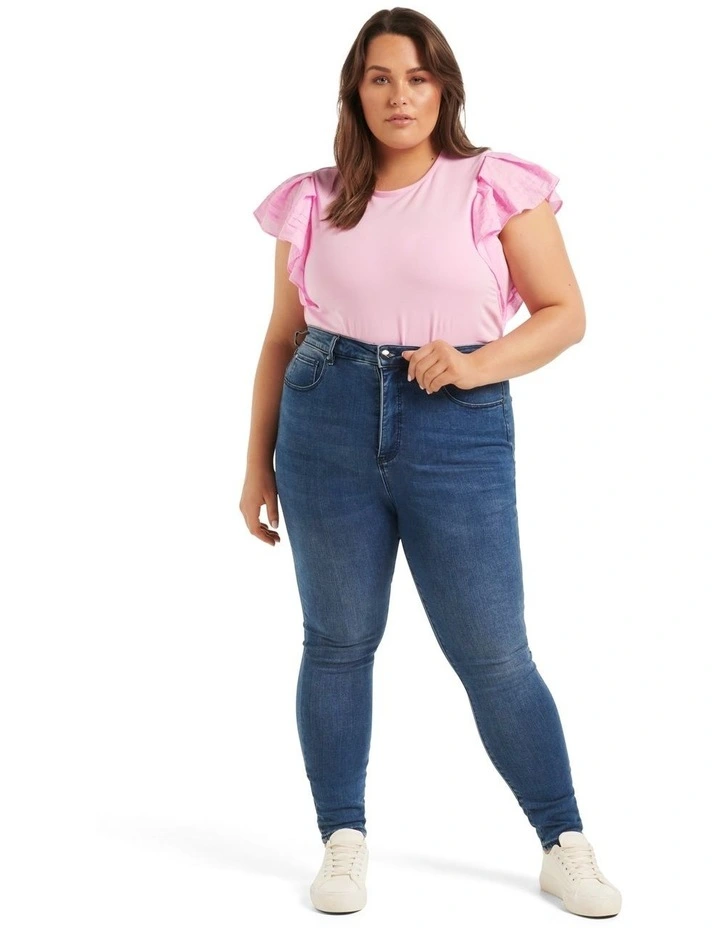 Debbie Curve Pintuck Flutter Sleeve Top in Pink image 5