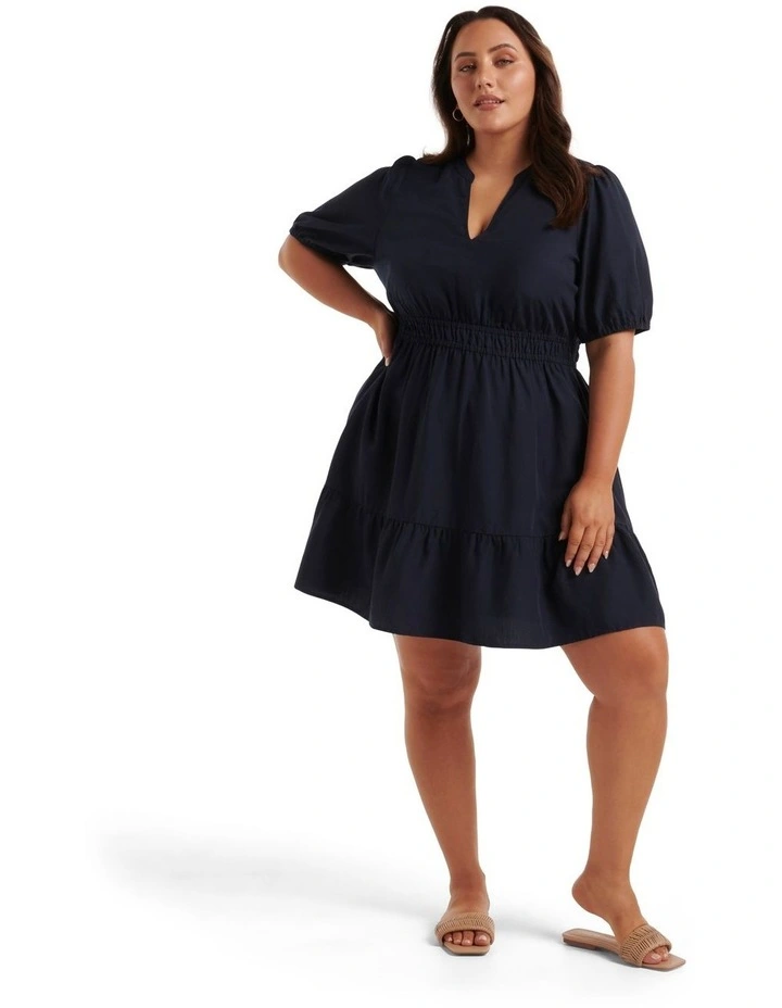 Myer Elasticated Skater Dress in Navy image 5
