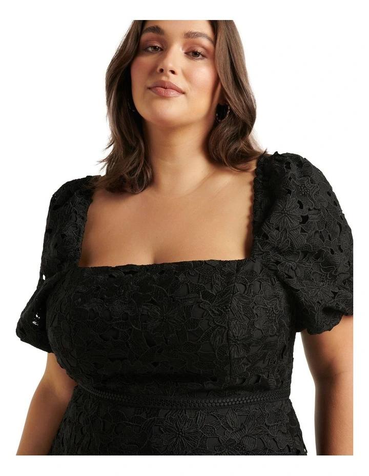 Kyla Cutwork Peplum Top in Black image 4