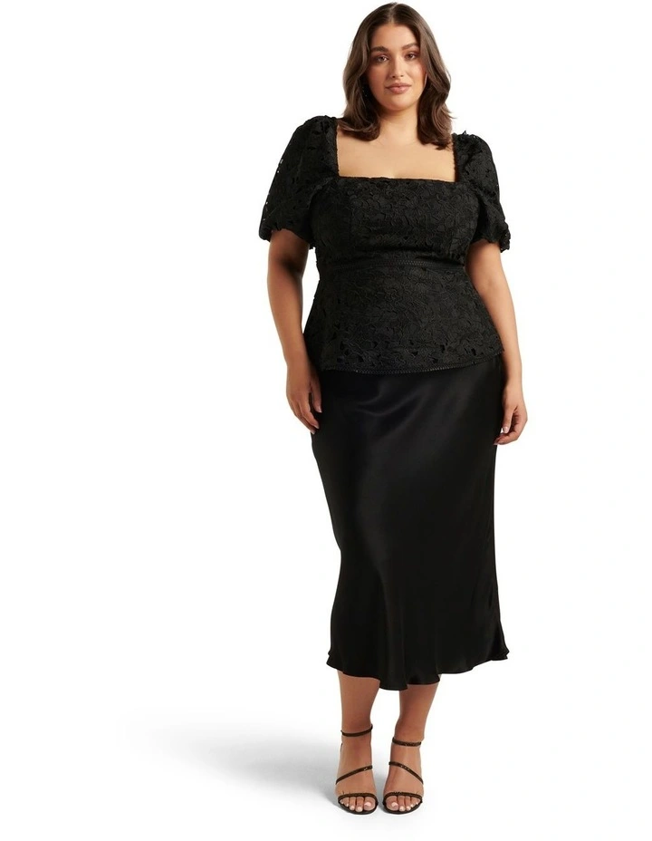 Kyla Cutwork Peplum Top in Black image 5