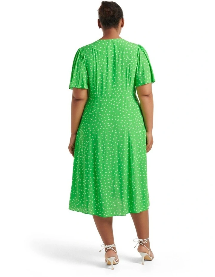 Imogen Button Through Midi Dress in Green image 2