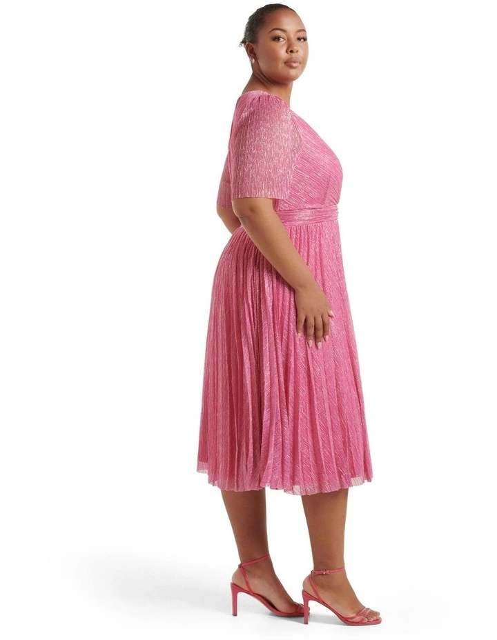 Isabella Plisse Midi Dress in Pink image 3