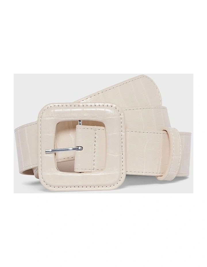Celia Croc Belt in White image 1