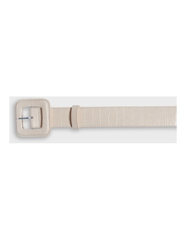 Celia Croc Belt in White image 2