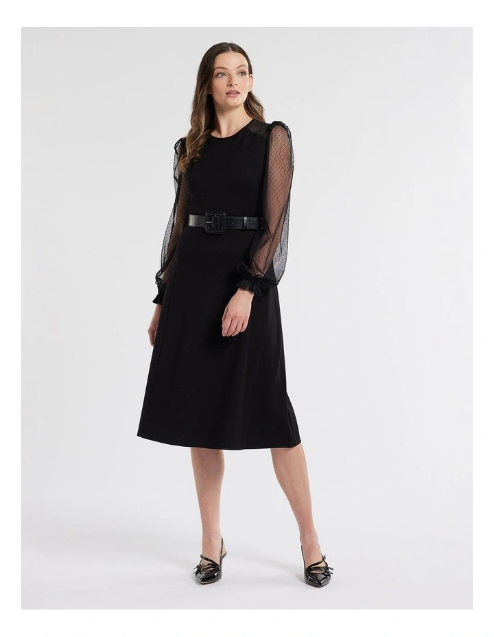 Alexandra Ponte Dress in Black image 4