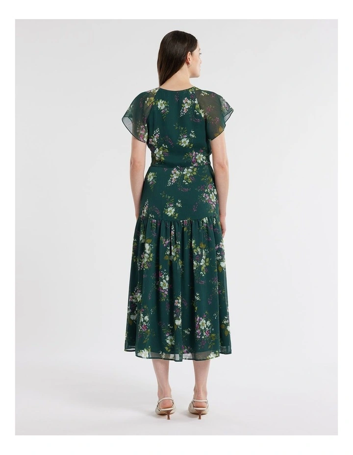 Woodland Bloom Midi Dress in Green image 2